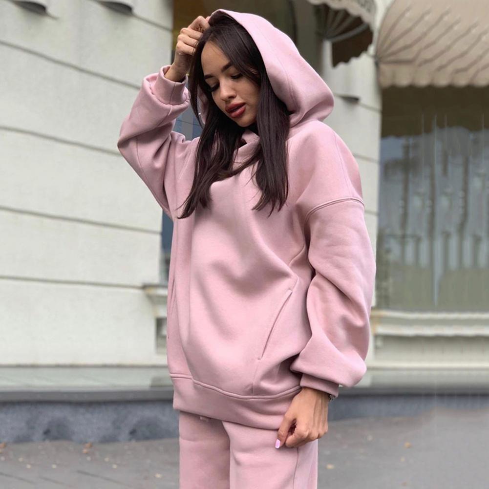 Women Two Piece Sets Tracksuit Hooded Sweatshirt Tops Sweatpants Pants Set Female Spring Autumn Long Sleeve Pullover Sports Set