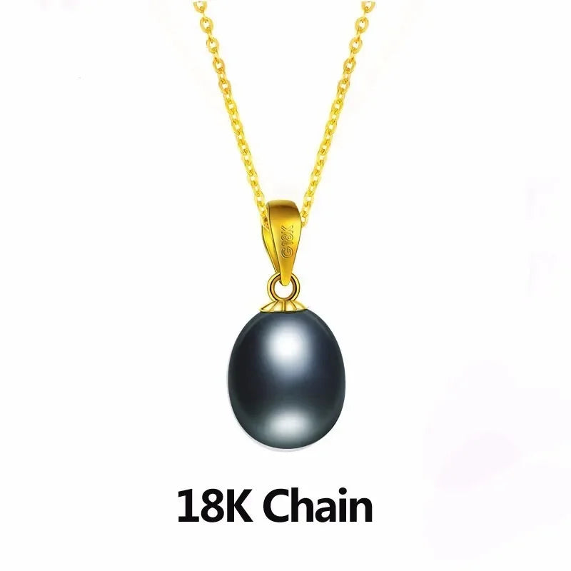 Dainashi Real Pure 18K Gold Jewelry Necklace&Pendant,Natural Freshwater Pearl Women Pendant,Fine Jewelry With Gift Box For Lover