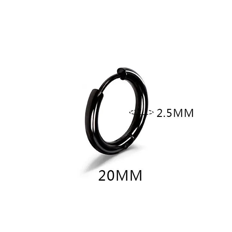 LATS 2024 New Simple Stainless Steel Small Hoop Earrings for Women Men 8mm To 20mm Round Cartilage Ear Piercing Fashion Jewelry