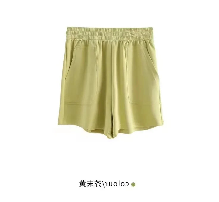 Women Simple Soft Shorts Large Size Casual Shorts Yoga Beach Pants Female Sports Shorts Wide Leg Bottoms Hot Streetwear