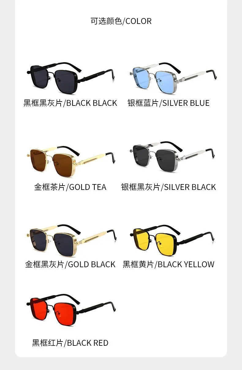 2025 High Quality Metal Punk Fashion Trendy Sunglasses for Men Outdoor Sunglasses Men Driving Anti UV lunettes de soleil homme