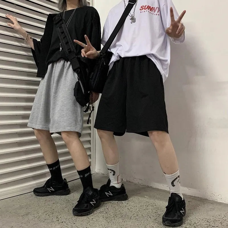 Elastic Waist Korean Style Short High Waist Pants Fitness Running Shorts Women Summer Harajuku Loose Casual Large Sports Shorts