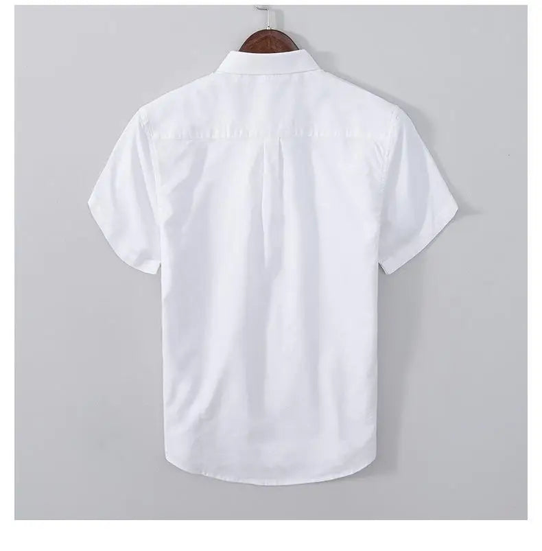2024 New High-quality 100% Cotton Business Casual Men's Short-sleeve Shirt,M-4XL White Formal Work Shirt