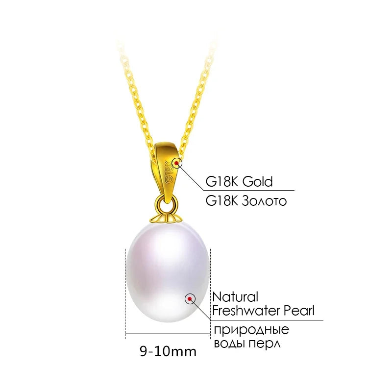 Dainashi Real Pure 18K Gold Jewelry Necklace&Pendant,Natural Freshwater Pearl Women Pendant,Fine Jewelry With Gift Box For Lover