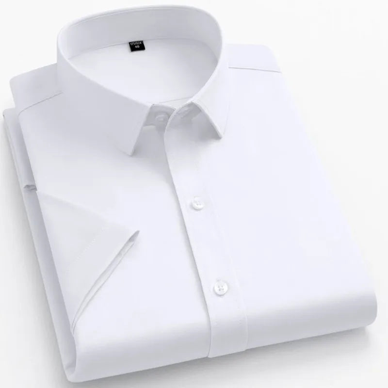 Big Size 5XL Summer Shirts For Men Short Sleeve Causal White Button Down Social Professional Work Soft Wrinkle-free Business Top