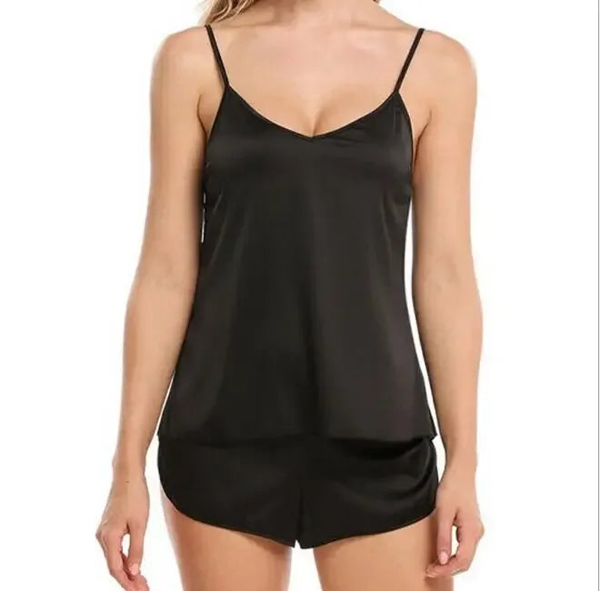 Sexy Women Pajamas Sets 2025 Pink Pajamas for Female Spaghetti  Sleeveless Tops+Shorts Home Suit Summer Cami V-Neck Sleepwear