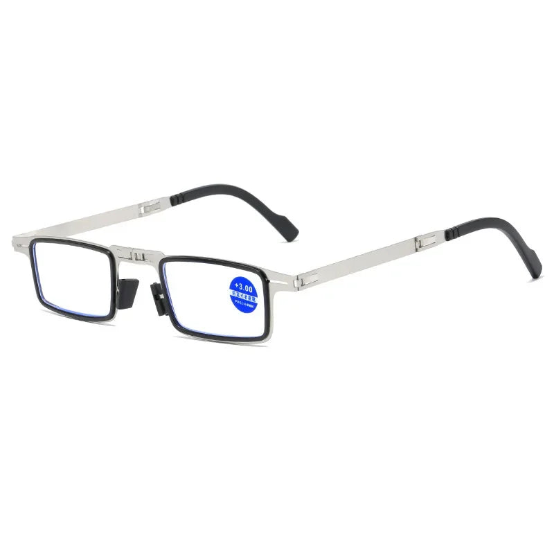 Metal Folding Reading Glasses with Case Men Women Portable Presbyopia Eyewear Round Square Blue Light Blocking Computer Glasses