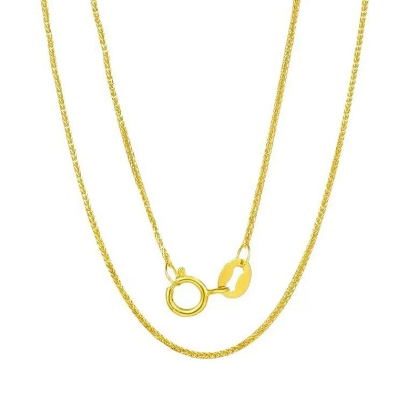 Real 18K Gold Women's Necklace AU750 Chopin Chain Choker Festival Great Gift New Fashion Simple Style Fine Jewelry