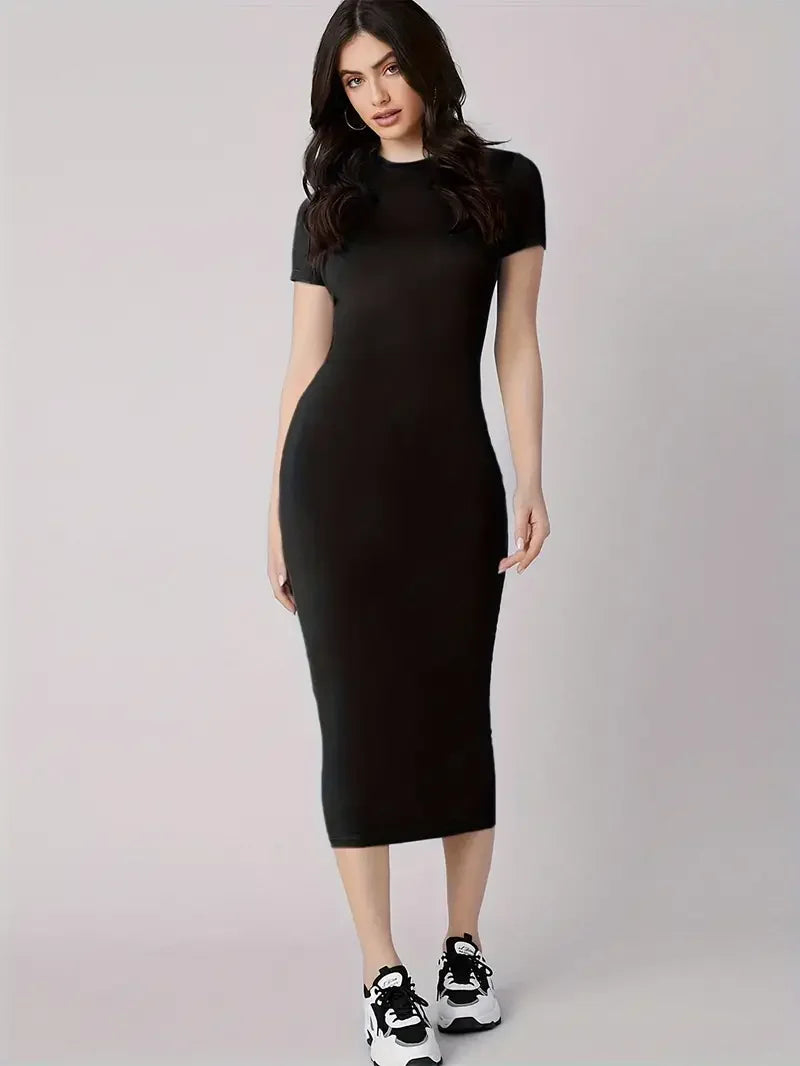 Women's Spring/Summer Colored Lipprint Letter Print Casual Slim Fit Round Neck Short Sleeve Sexy Dress