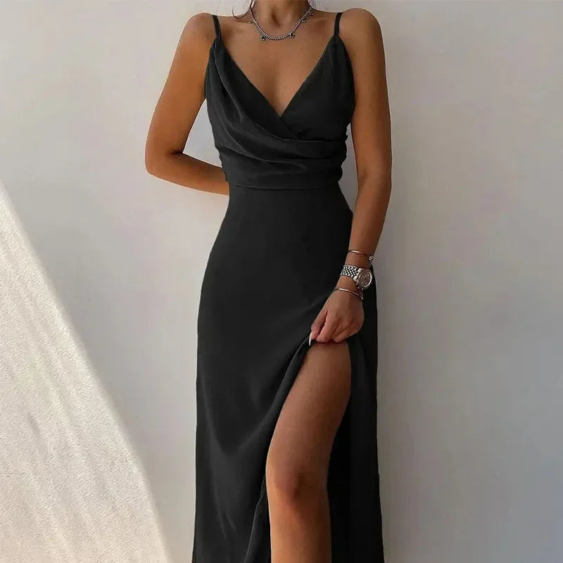 Women Print Dress Camisole V Neck Sleeveless A Line Long Dresses Spaghetti Strap Sexy Evening Skirt Prom Summer 2025 Vestidos