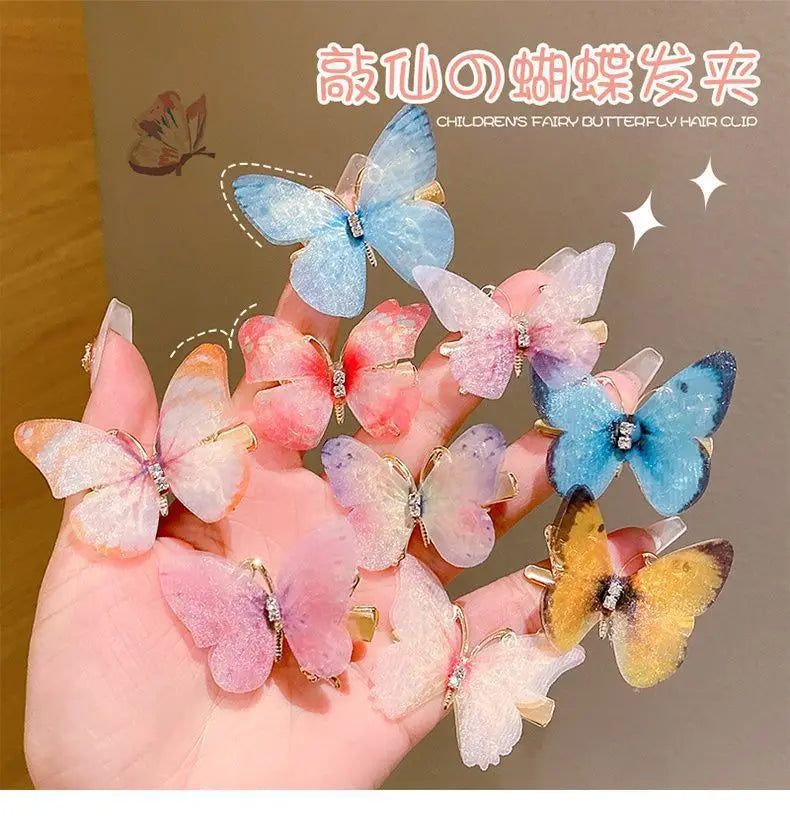 2/6Pcs Colorful Butterfly Hairpins Girl Hair Clips Barrettes Women Sweet Hair Ornament Rainbow Headwear Fashion Hair Accessories