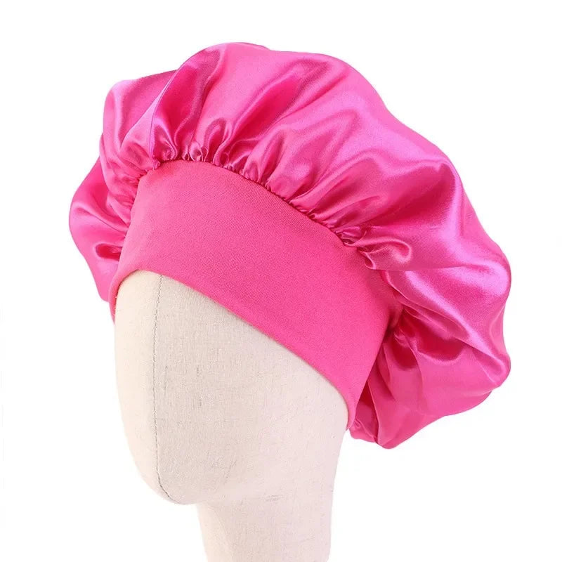 Baby Kids Satin Wide Band Sleeping Hat Night Cap Hair Care Beanie Turban Bonnet Children Girls Head wrap Scarf Bandana Headwear