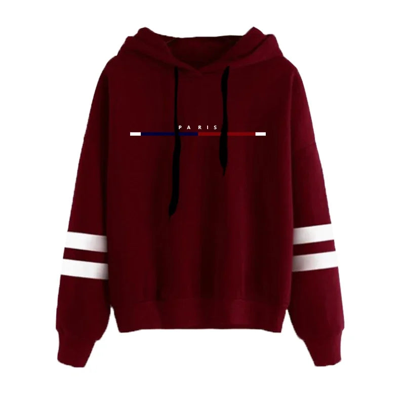 Quality Daily Simplicity Casual Women's Sweatshirts Pullovers Hoodies Versatile Woman Clothing Stripe Style Fashion Sports Print