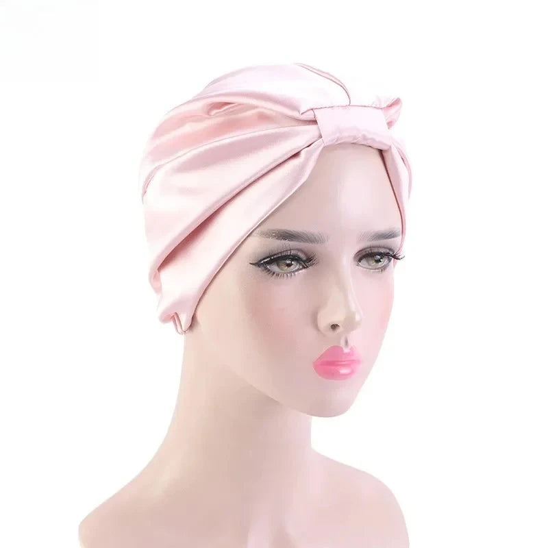 Double Layer Satin Sleep Bonnet for Women Adjustable Hair Protector for Curly/Natural Hair Chemo Cap Nursing Night Cap Wide Band