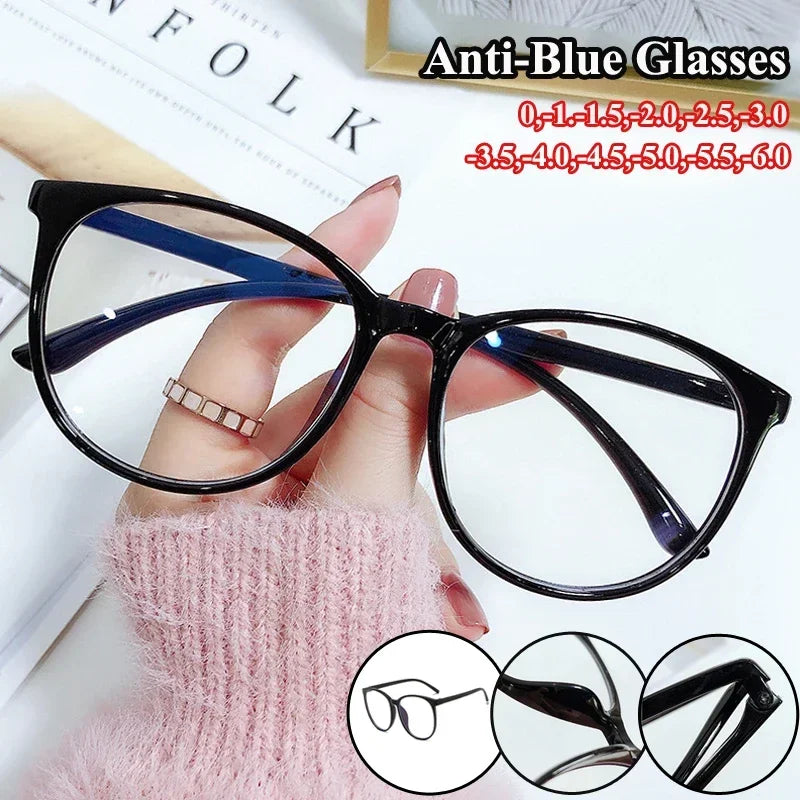 Ultra Light Anti Blue Light Near Sight Glasses New Trendy Large Frame Myopia Glasses Clear Lens Oversized Short Sight Glasses