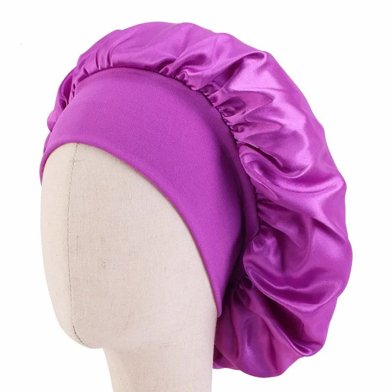 Baby Kids Satin Wide Band Sleeping Hat Night Cap Hair Care Beanie Turban Bonnet Children Girls Head wrap Scarf Bandana Headwear