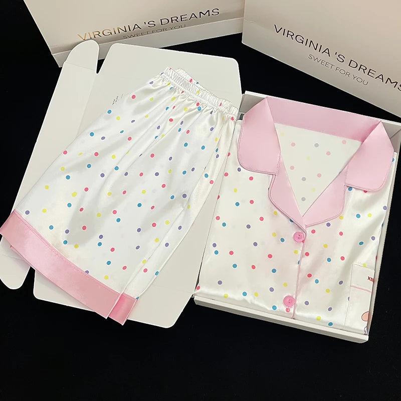 Ins Style Elegant Colorful Butterflies Women's Pajamas Trendy Fashion Design Summer Short Housewear 2024 New Y2k Ladies Homewear