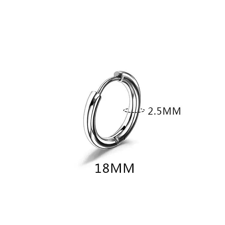 LATS 2024 New Simple Stainless Steel Small Hoop Earrings for Women Men 8mm To 20mm Round Cartilage Ear Piercing Fashion Jewelry