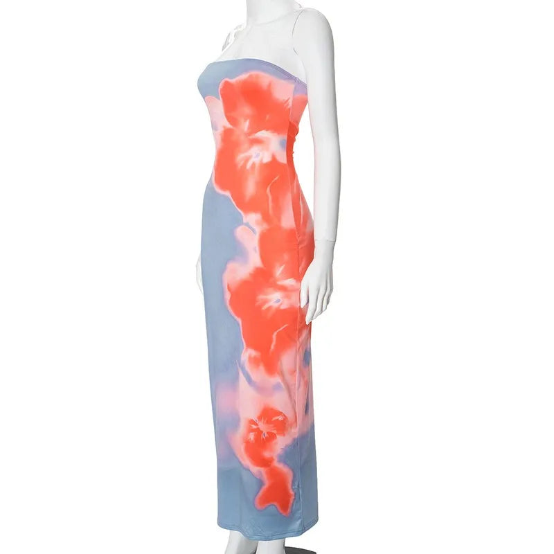 Women's Dresses Summer New Streetwear Fashion Print Casual Slim Dress Sexy Off Shoulder Elegant Female Club Party Dress Clothing