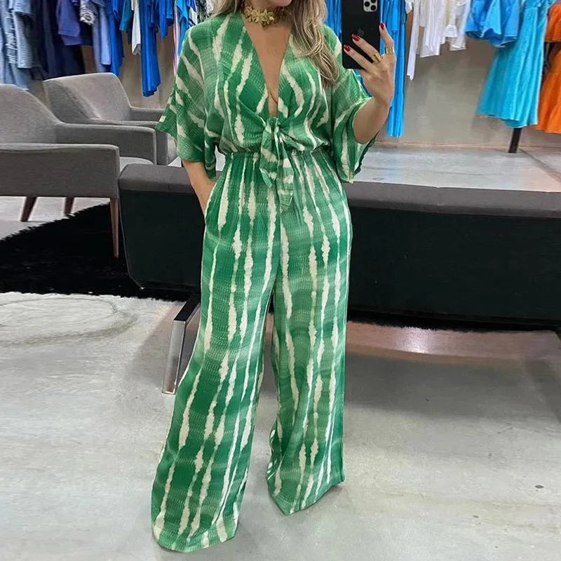 Fashion Women Jumpsuits 3D Printing Pattern One Piece Overalls Casual Short Sleeve Diagonal Shoulder Jumpsuit for Women Rompers