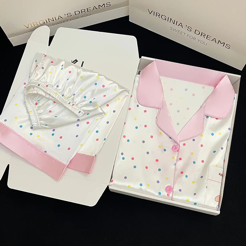 Ins Style Elegant Colorful Butterflies Women's Pajamas Trendy Fashion Design Summer Short Housewear 2024 New Y2k Ladies Homewear