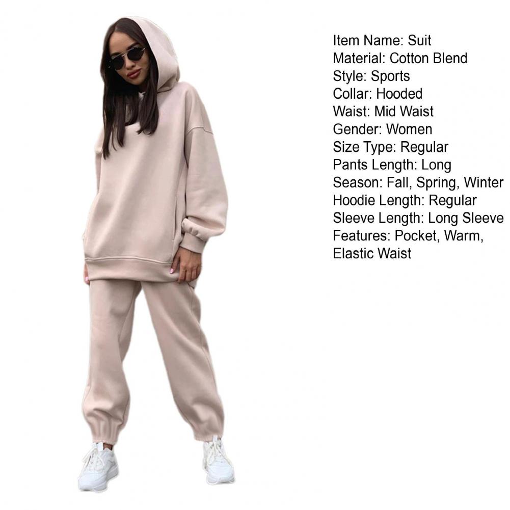 Women Two Piece Sets Tracksuit Hooded Sweatshirt Tops Sweatpants Pants Set Female Spring Autumn Long Sleeve Pullover Sports Set