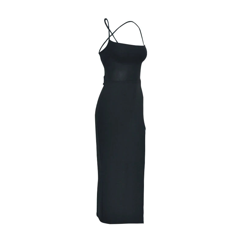 Summer Fashion Dress Women New Sleeveless Backless Bandage Bodycon Sexy Split Dresses Casual Streetwear Club Party Elegant Dress