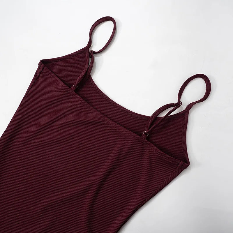 TRAF New versatile basic dress, halter high-slit dress, simple and elegant ankle-length dress, for date and vacation