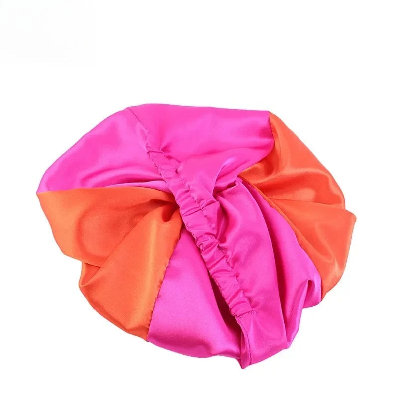 Double Layer Satin Sleep Bonnet for Women Adjustable Hair Protector for Curly/Natural Hair Chemo Cap Nursing Night Cap Wide Band