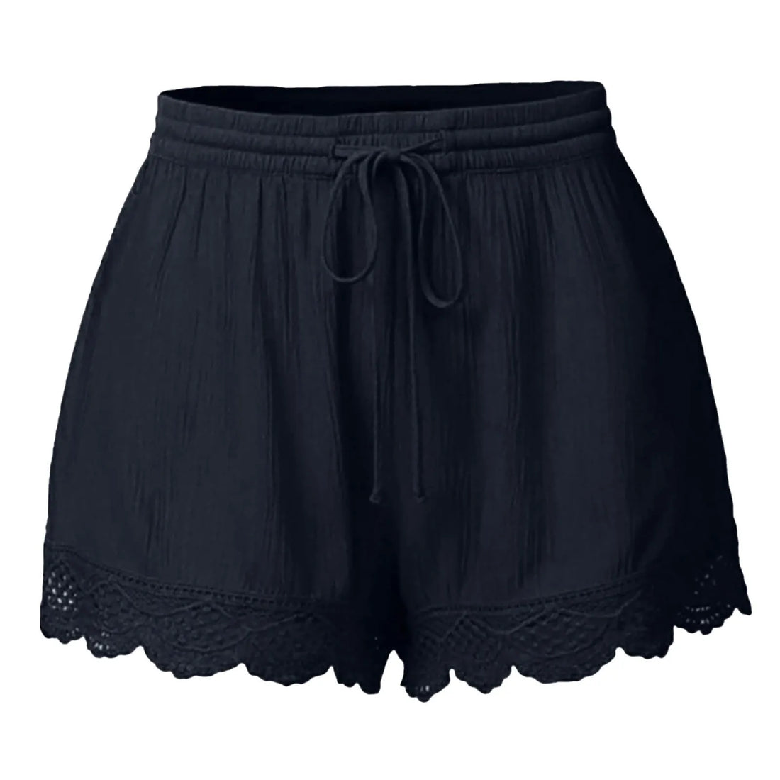 Ladies’ Casual And Versatile Solid Color Patchwork Lace Drawstring Shorts Basics Comfortable High Quality Plus Size Summer Pants