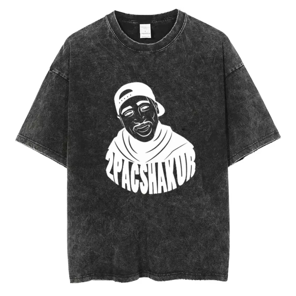 Tupac 2pac T-shirts Quality Cotton Vintage Tshirt Y2K Harajuku Men Hip Hop Short Sleeve Tees Black Oversized Fashion Streetwear