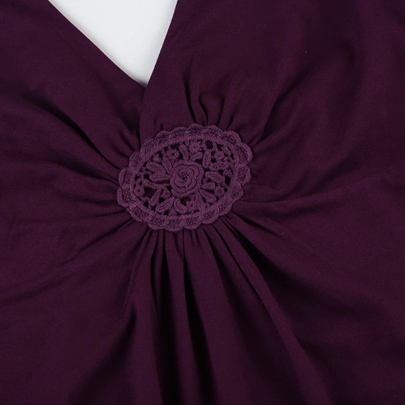 Darlingaga Vintage Embroidered Sticker Cross Halter Backless Camis Women's Fashion Summer A-Line Basic Solid Top Y2K Aesthetics