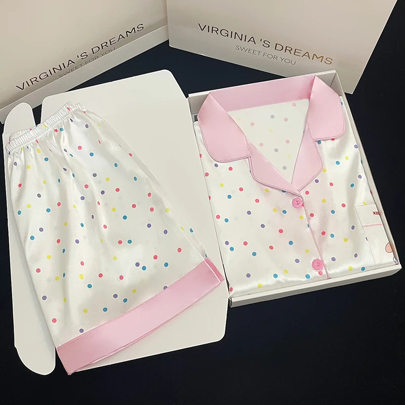 Ins Style Elegant Colorful Butterflies Women's Pajamas Trendy Fashion Design Summer Short Housewear 2024 New Y2k Ladies Homewear