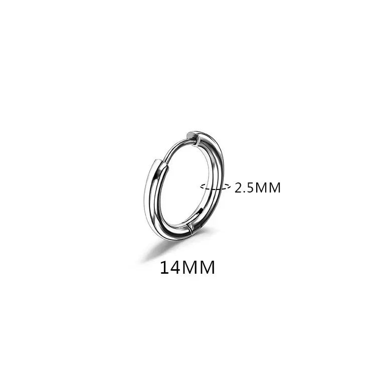 LATS 2024 New Simple Stainless Steel Small Hoop Earrings for Women Men 8mm To 20mm Round Cartilage Ear Piercing Fashion Jewelry