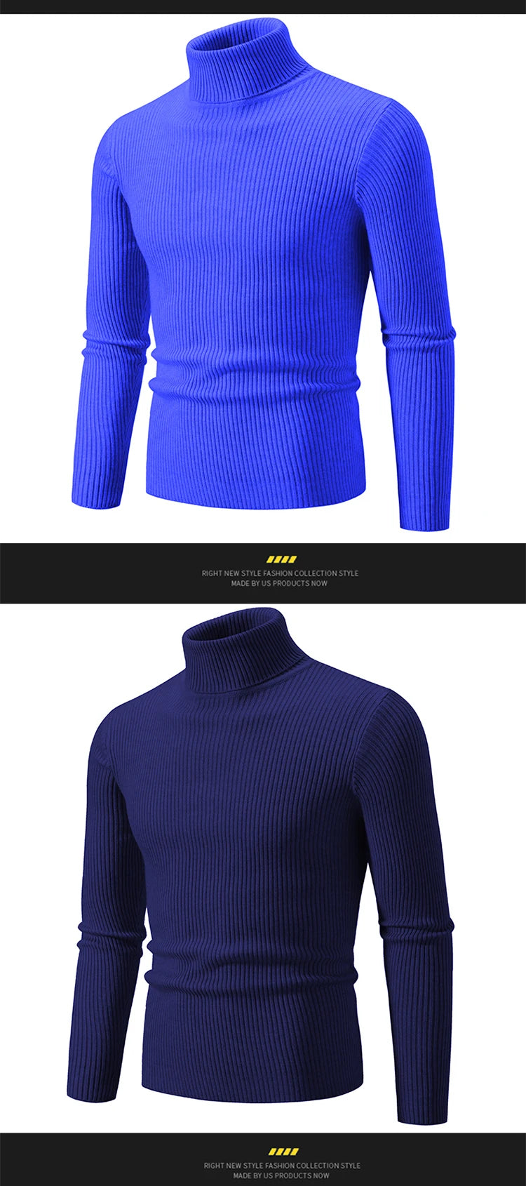 Spring Autumn New Men's High Neck Sweater Solid Color Pullover Knitted Tight Warm Top Casual Turtleneck Versatile Inner Matching