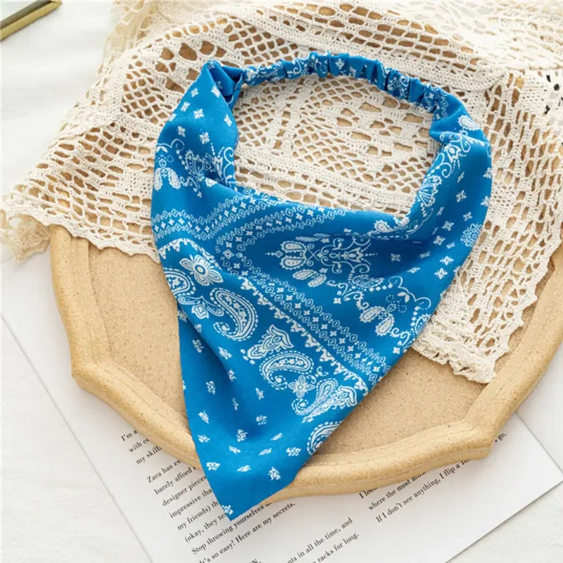 Floral Print Hair Scarf Bohemia Bandana Elastic Hair Band Triangle Scarf Kerchief Women Girl Hair Accessories Headscarf