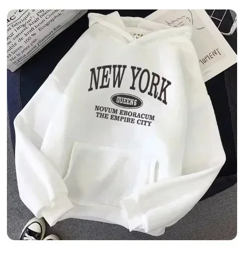 Brooklyn Letter Printed Hoodie Fashion Women Sweatshirt Warm Full Sleeve Hoodies Ladies Streetwear Winter Harajuku Tops Clothes