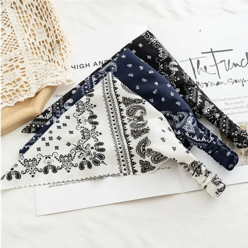 Floral Print Hair Scarf Bohemia Bandana Elastic Hair Band Triangle Scarf Kerchief Women Girl Hair Accessories Headscarf
