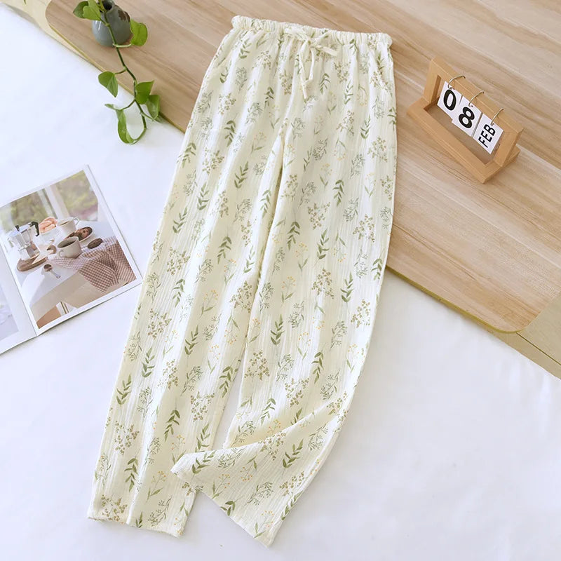 2025 Summer Ladies Short-sleeved Shorts Pajamas Set 100% Cotton Crepe Cloth Thin Home Service Two-piece Spring And Autumn Loose