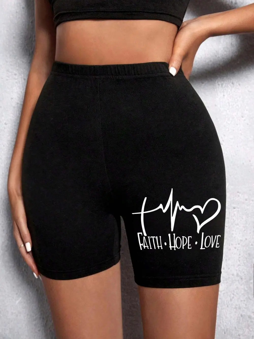 Trend Women Sports Shorts  Simple White Line Letter Graphic Print Tight Shorts High Elastic Comfortable Soft Thin Female Clothes