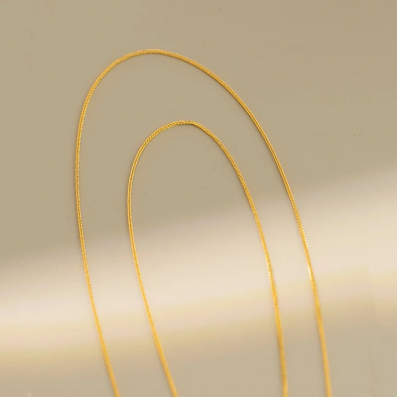 Real 18K Gold Women's Necklace AU750 Chopin Chain Choker Festival Great Gift New Fashion Simple Style Fine Jewelry