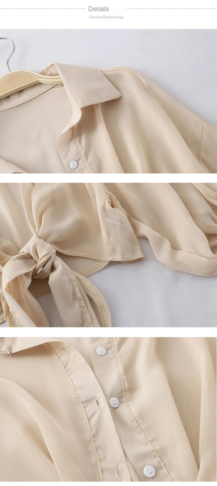 Chiffon Shirts Women 2025 Summer Half Sleeve Buttoned Up Shirt Loose Casual Blouse Tie Waist Elegant Blouses for Women