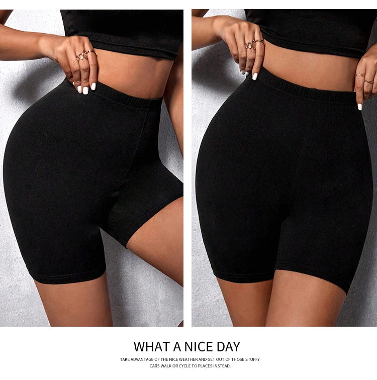 Trend Women Sports Shorts  Simple White Line Letter Graphic Print Tight Shorts High Elastic Comfortable Soft Thin Female Clothes
