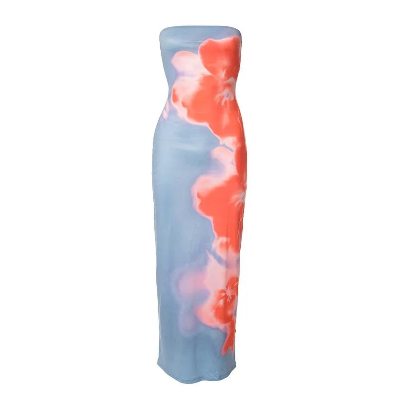 Women's Dresses Summer New Streetwear Fashion Print Casual Slim Dress Sexy Off Shoulder Elegant Female Club Party Dress Clothing