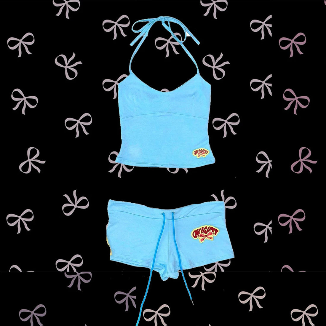 Y2k Crop Top Graphic Letter Print Grunge Streetwear Harajuku Camis Casual Summer Camis EmoGirl Aesthetics Women Shorts Sexy Pant