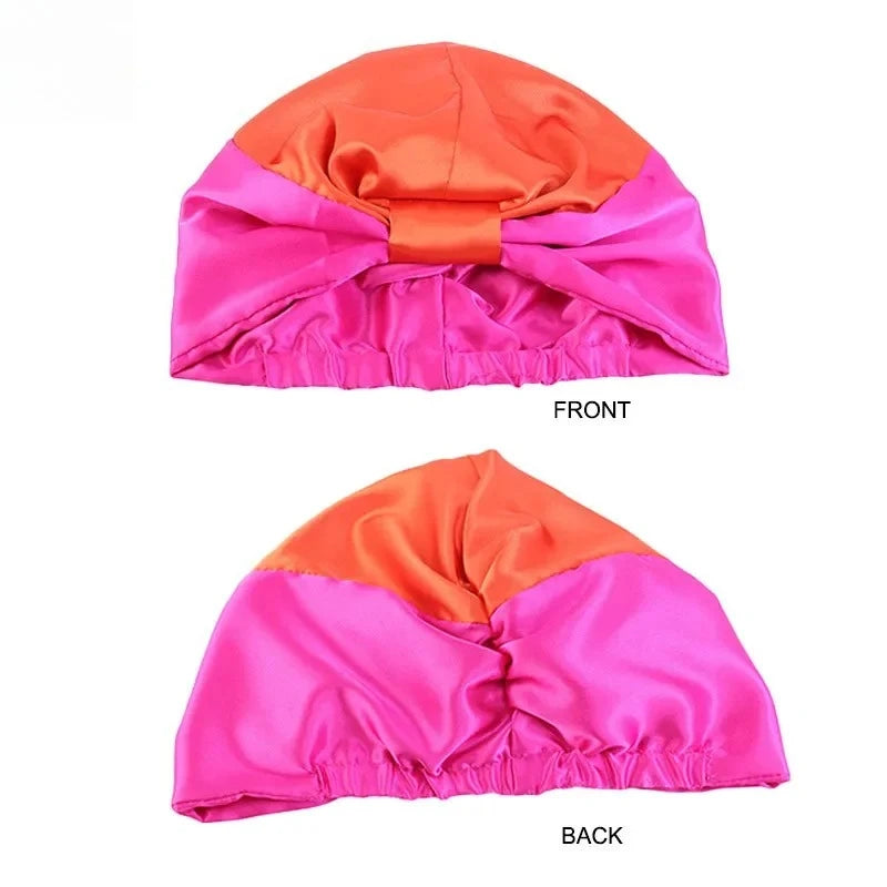 Double Layer Satin Sleep Bonnet for Women Adjustable Hair Protector for Curly/Natural Hair Chemo Cap Nursing Night Cap Wide Band