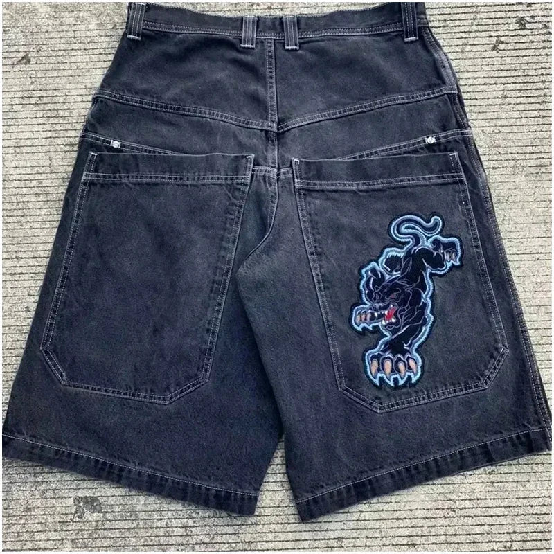 Y2K Baggy Shorts vintage American Streetwear printing Denim Shorts 2000s Hip Hop Men Women Casual Basketball Shorts Streetwear