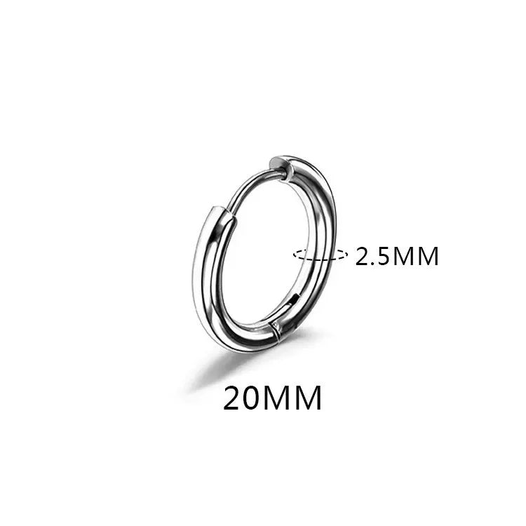 LATS 2024 New Simple Stainless Steel Small Hoop Earrings for Women Men 8mm To 20mm Round Cartilage Ear Piercing Fashion Jewelry