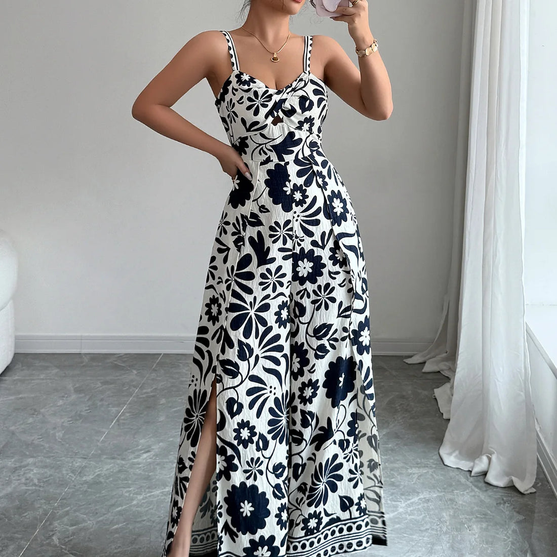 Jumpsuits Sleeveless Women V Neck Print Rompers Wide Leg Length Pants Jumpsuit Sexy High Waist Slight Strech Loose One Piece