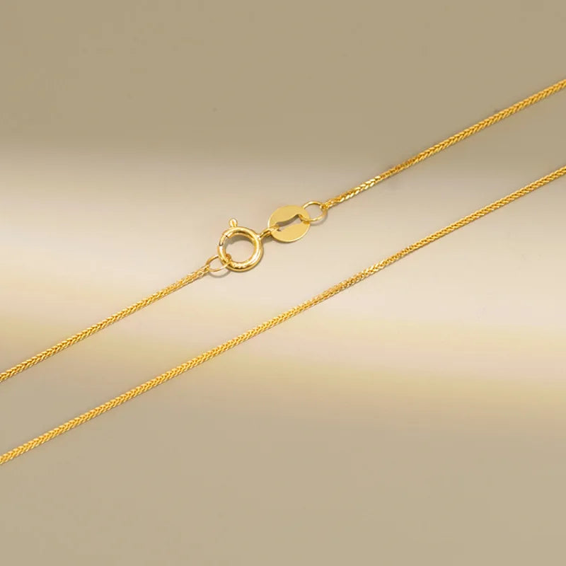 Real 18K Gold Women's Necklace AU750 Chopin Chain Choker Festival Great Gift New Fashion Simple Style Fine Jewelry